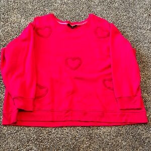 Women’s Bright Pink Heart Pullover Sweatshirt
